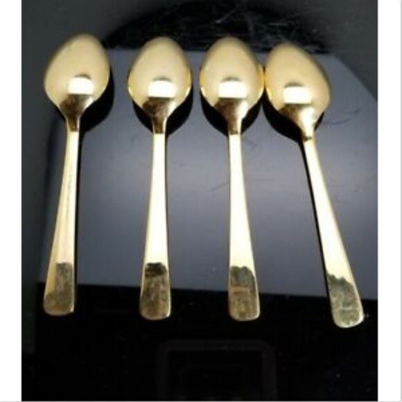 H I C Stainless Steel Gold Plated Sugar Spoons Set - Picture 2 of 4